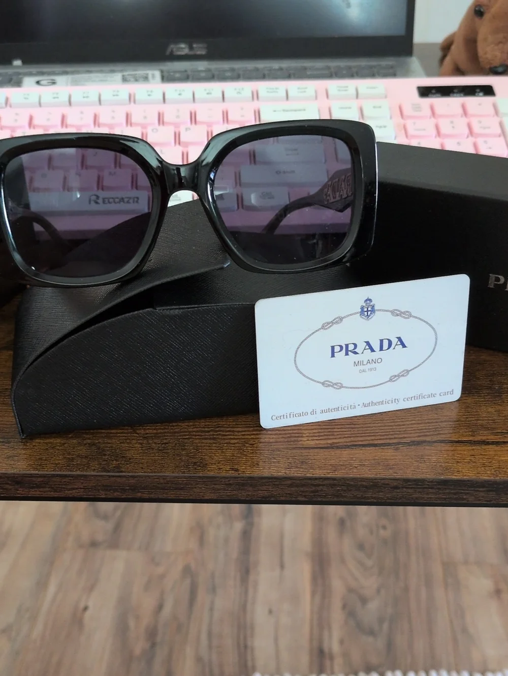 Prada Women’s Black Square Sunglasses with Dark Lenses